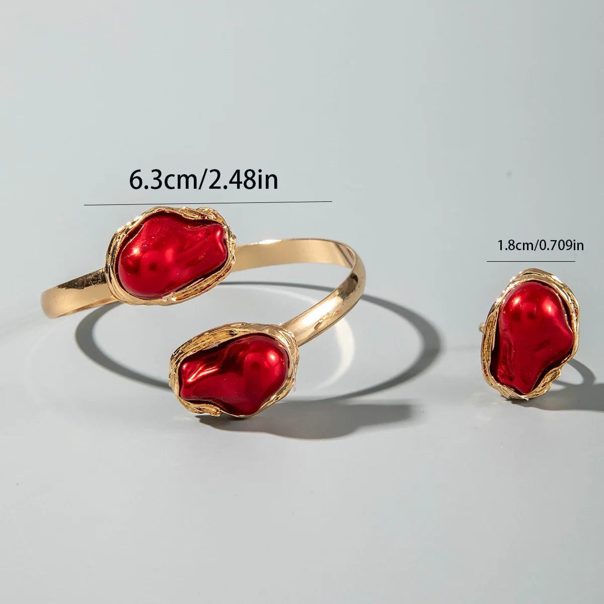 Sculptural Gold Open Cuff & Matching Ring Set