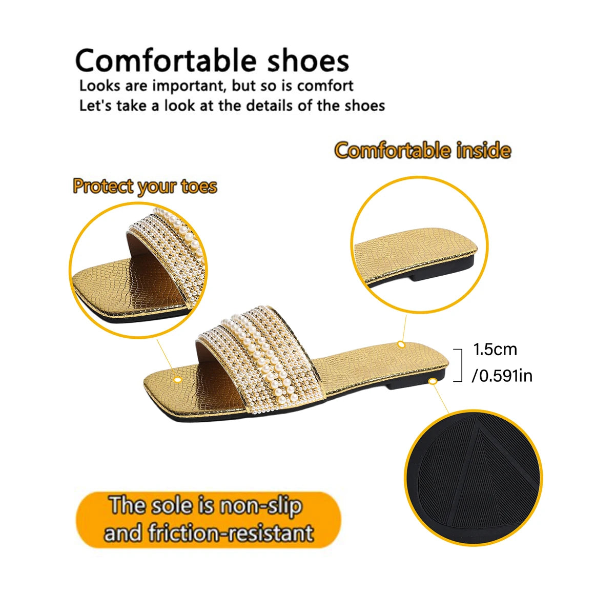 Luxury Pearl Heeled Flats