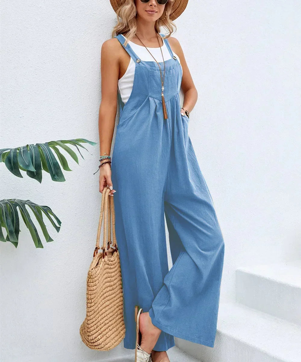 Wide Leg Loose Suspender Jumpsuit