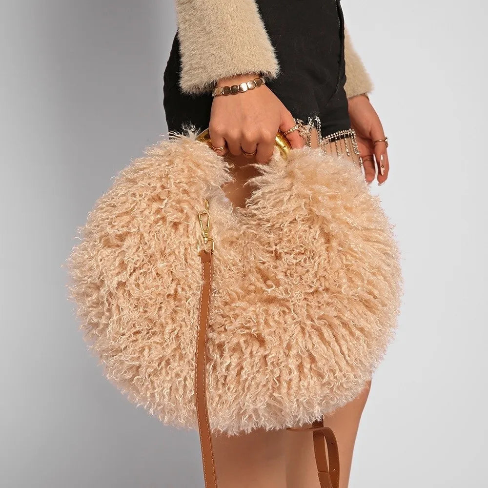 The Spice Girl Round Faux Fur Ring Bag