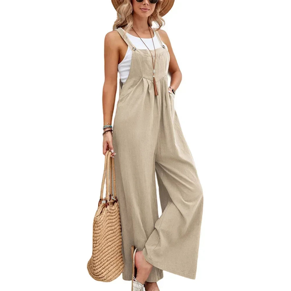 Wide Leg Loose Suspender Jumpsuit
