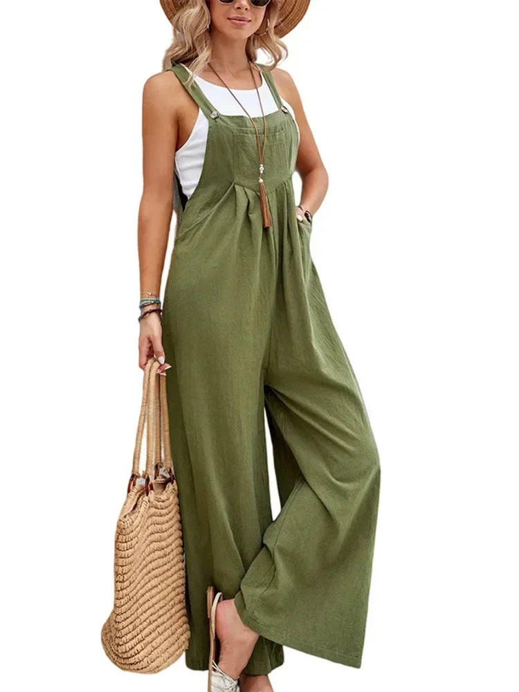 Wide Leg Loose Suspender Jumpsuit
