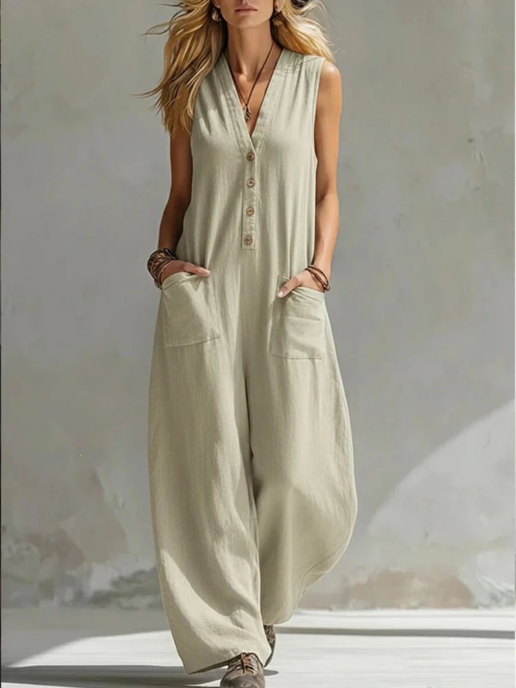 Effortless Wide Leg Sleeveless Jumpsuit