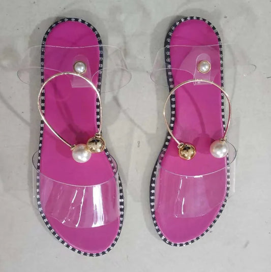 Pearly Bead Slingback Sandals