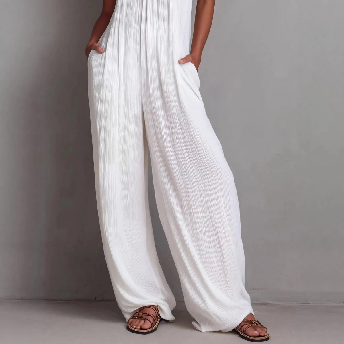Sundrenched Pleated Halter Jumpsuit