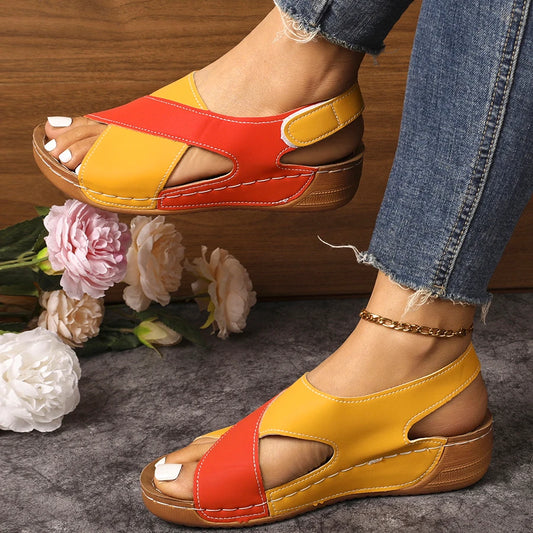 Casual Style Colorblock Wedge Sandals
