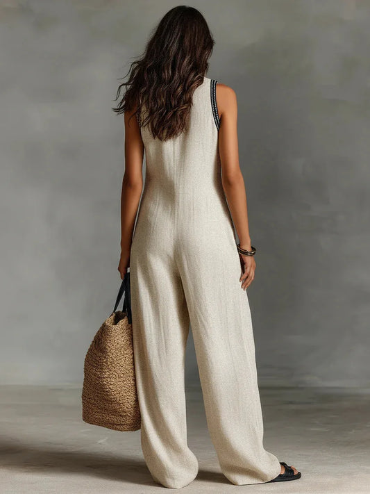 Effortless Elegance Deep V-Neck Jumpsuit