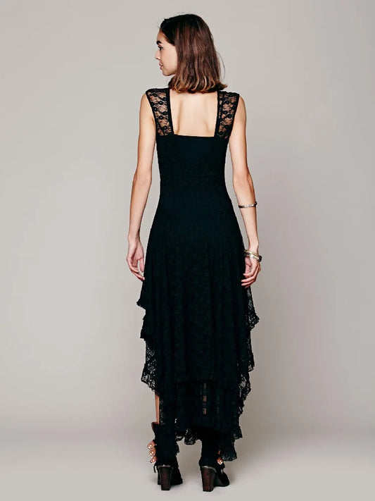 Enchanted Lace Handkerchief-Hem Dress