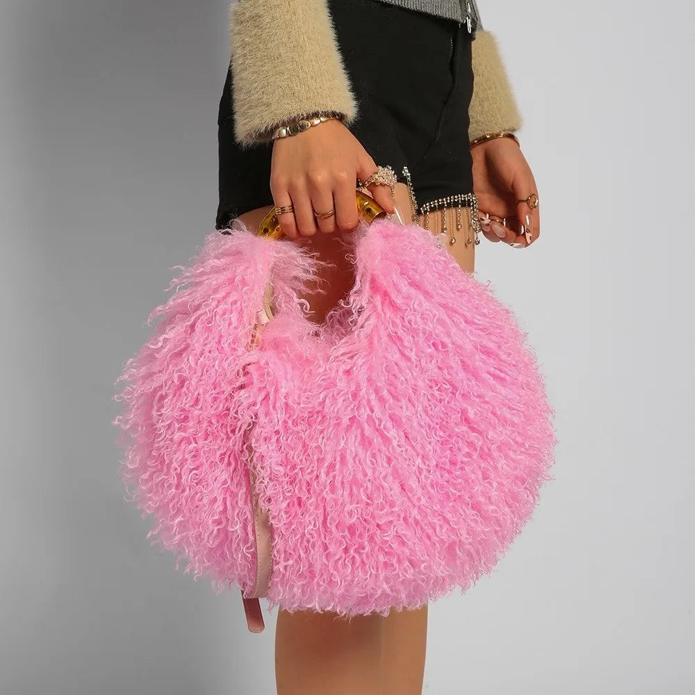 The Spice Girl Round Faux Fur Ring Bag
