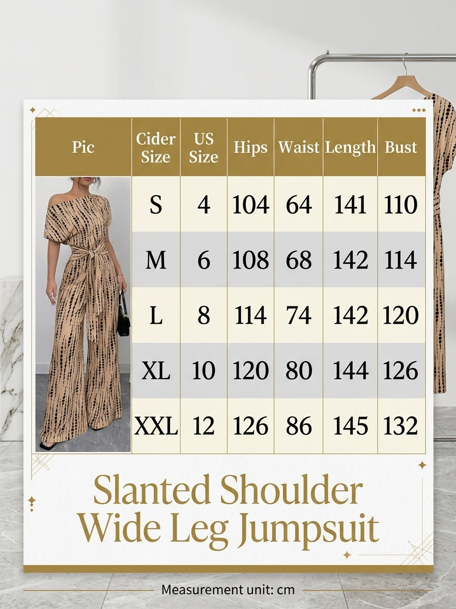 Slanted Shoulder Wide Leg Jumpsuit
