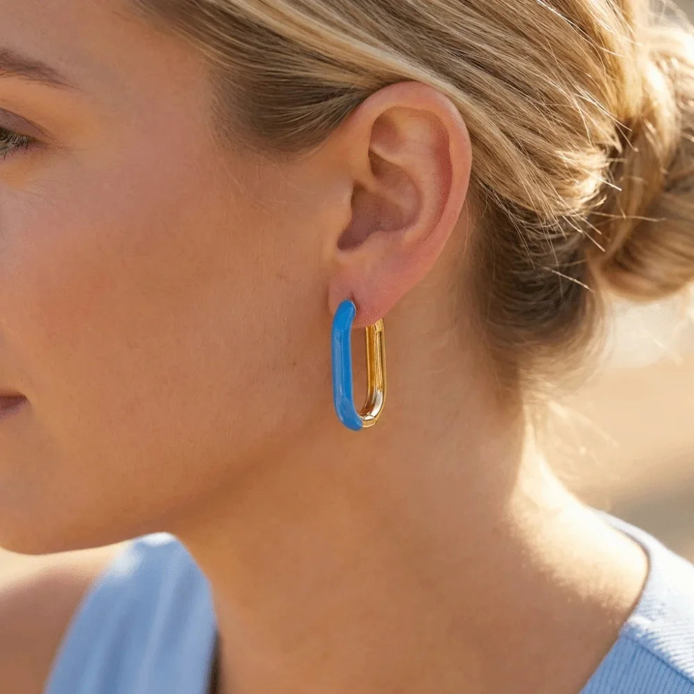 Neon Enamel Geometric Huggie Hoop Earrings