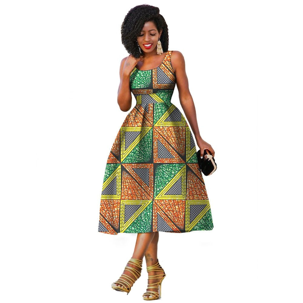 Sleeveless African Print Dress