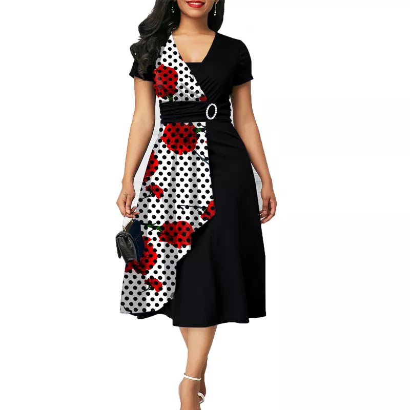 Chic Polka Dot Midi Swing Dress - Elegant Party Wear for Women ProLyf Styles Chic Polka Dot Midi Swing Dress - Elegant Party Wear for Women ProLyf Styles