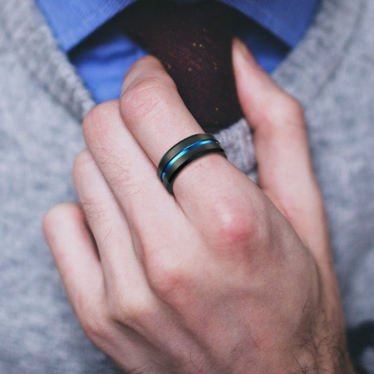 Classic men's stainless steel band ring with timeless design