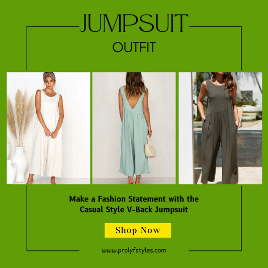 Trendy Wide Leg Jumpsuit Outfit with V-Back. - Casual Outfit for Women