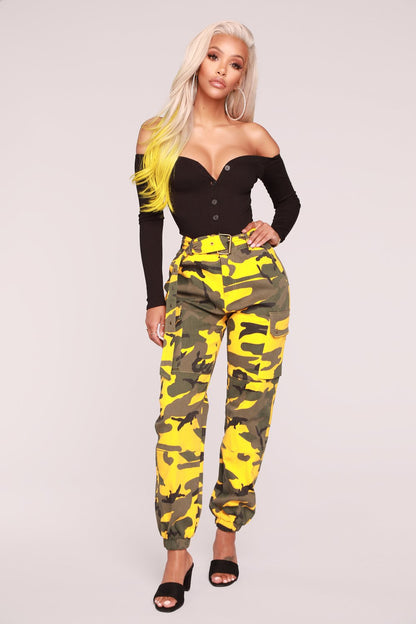 Camouflage Belted Cargo Pants