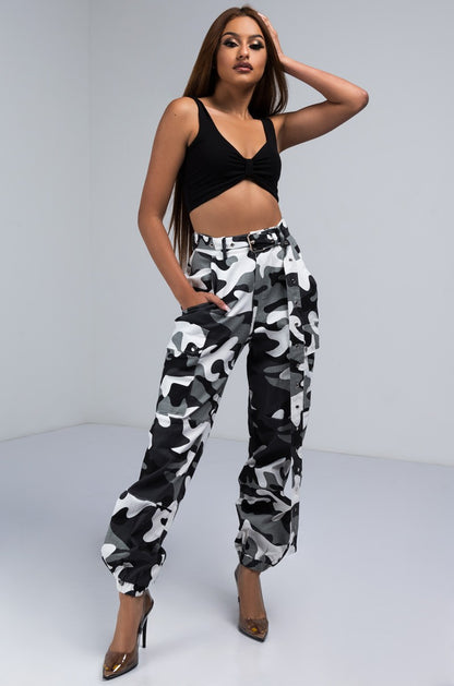 Camouflage Belted Cargo Pants