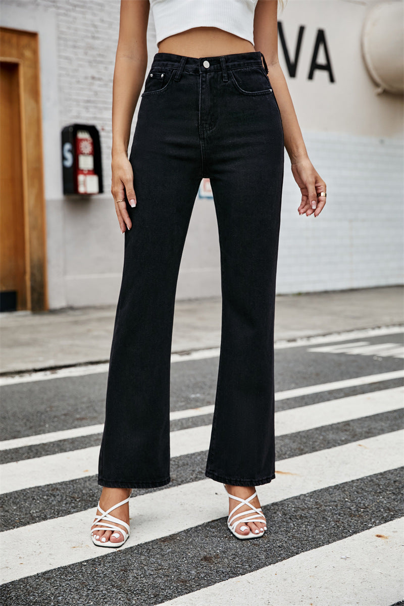 Trendy High Rise Straight Flared Jeans