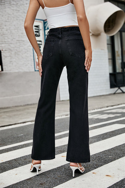 Trendy High Rise Straight Flared Jeans