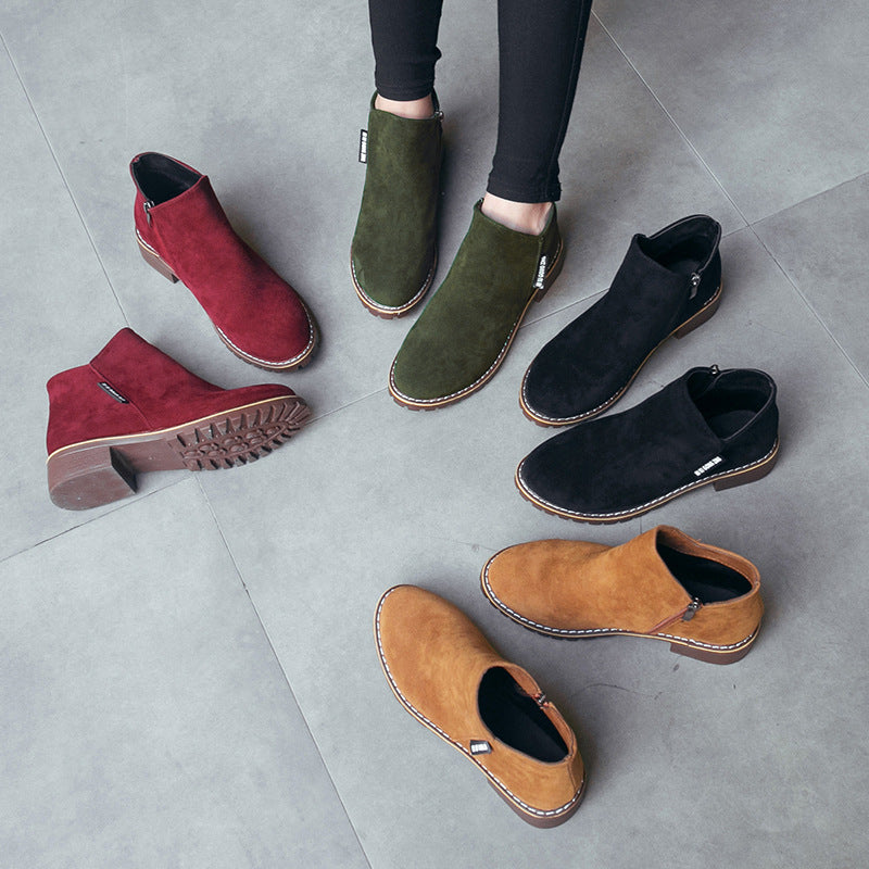 Autumn Winter Suede Ankle Boots