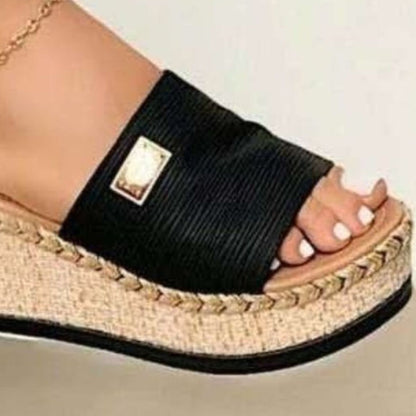 Open Toe PU Leather Sandals