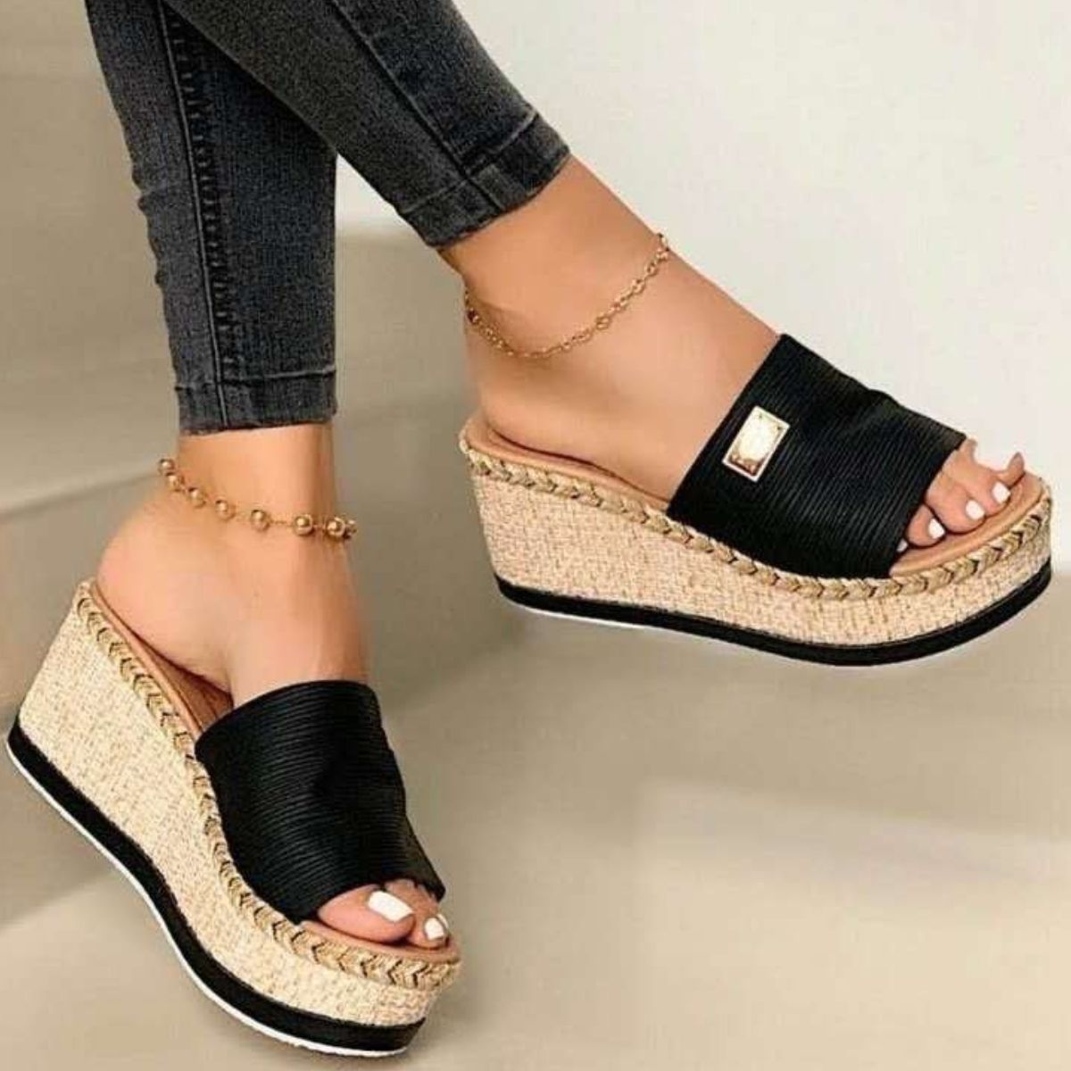 Open Toe PU Leather Sandals