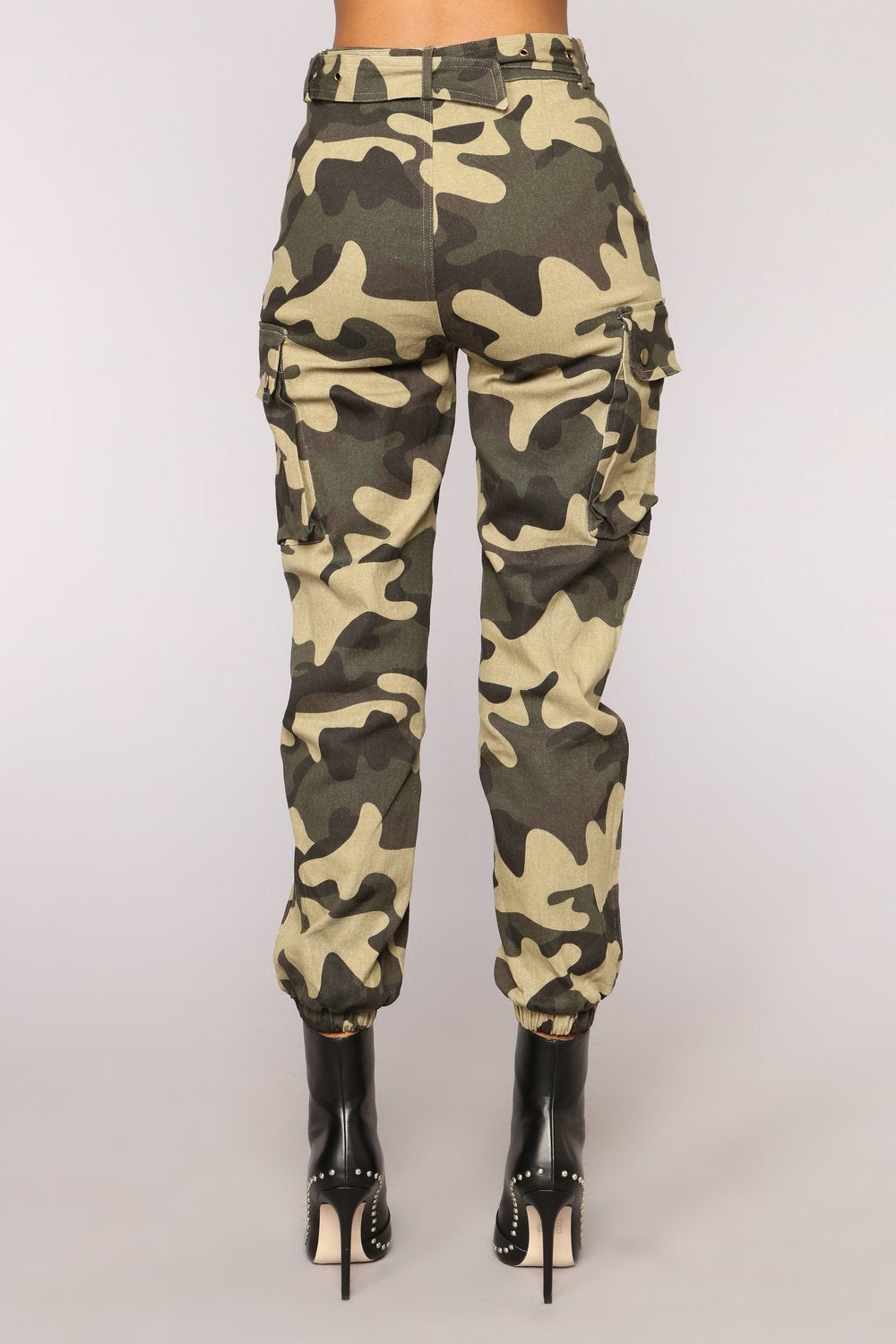 Camouflage Belted Cargo Pants