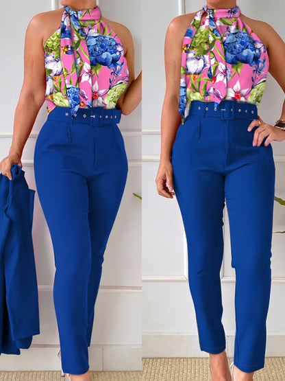 Chic Print Pantsuit Ensemble