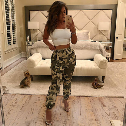 Camouflage Belted Cargo Pants