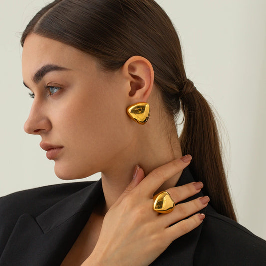 Unique Geometric Statement Earrings: Gold Earrings