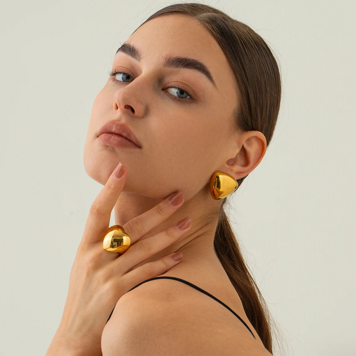 Unique Geometric Statement Earrings: Gold Earrings | Metal Earrings