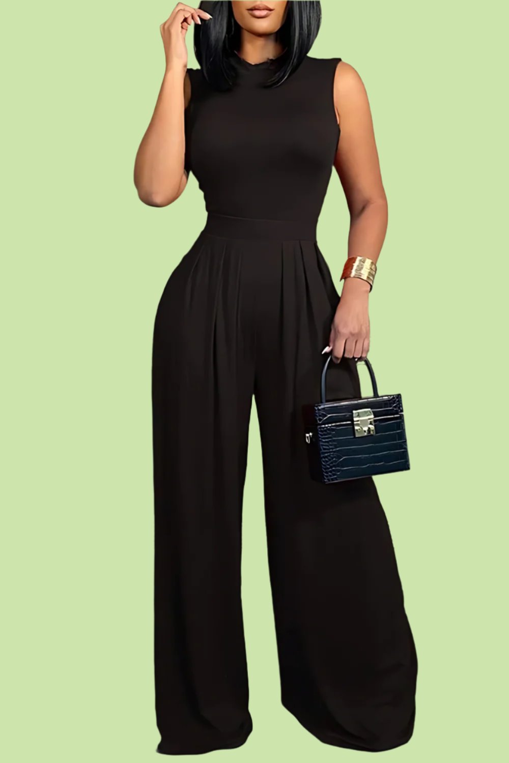 Trendy jumpsuits for women in black wide-leg style