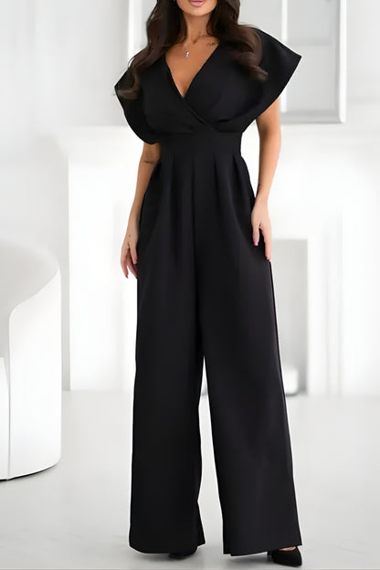 Elegant V-Neck Wide Leg Jumpsuit