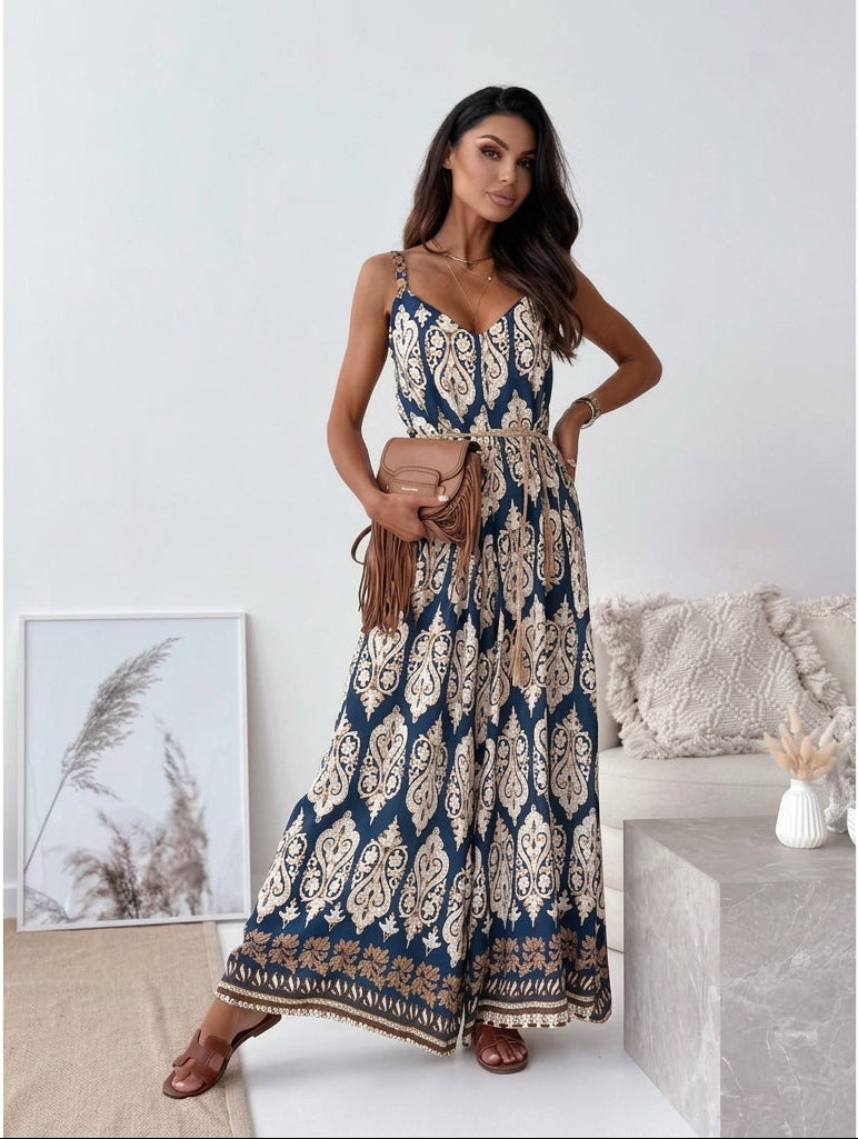 Boho Printed Wide-Leg Jumpsuit