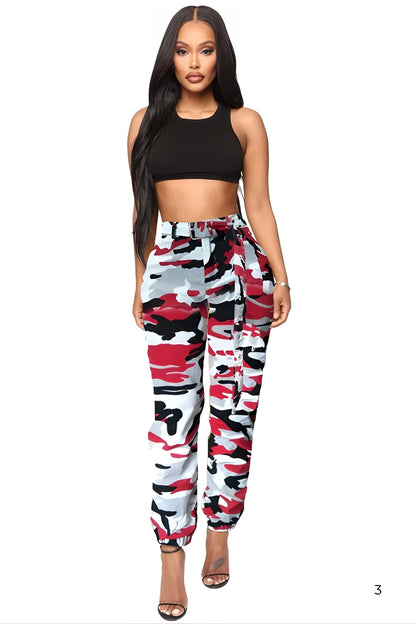Camouflage Belted Cargo Pants