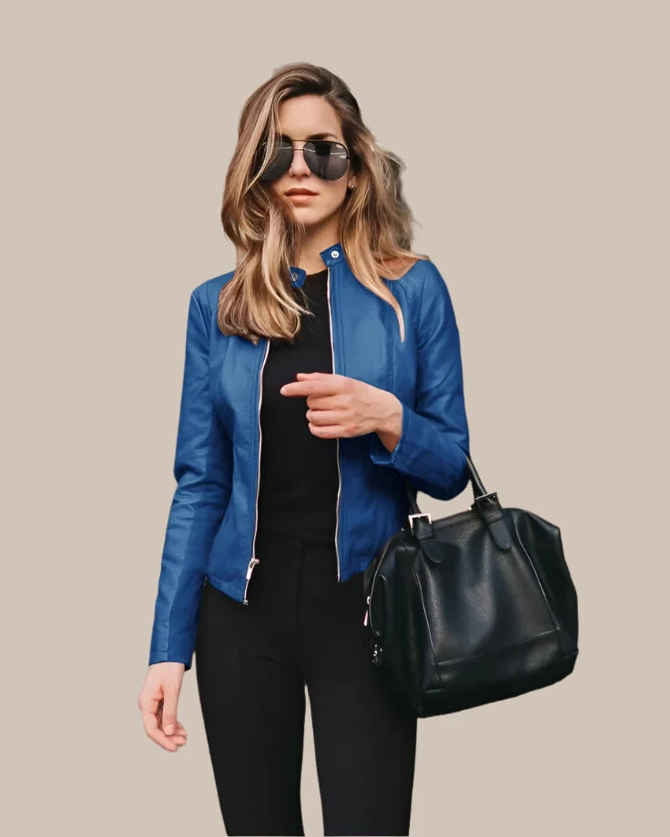 Versatile women's biker jacket paired with jeans