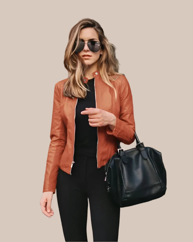 Versatile women's biker jacket paired with jeans