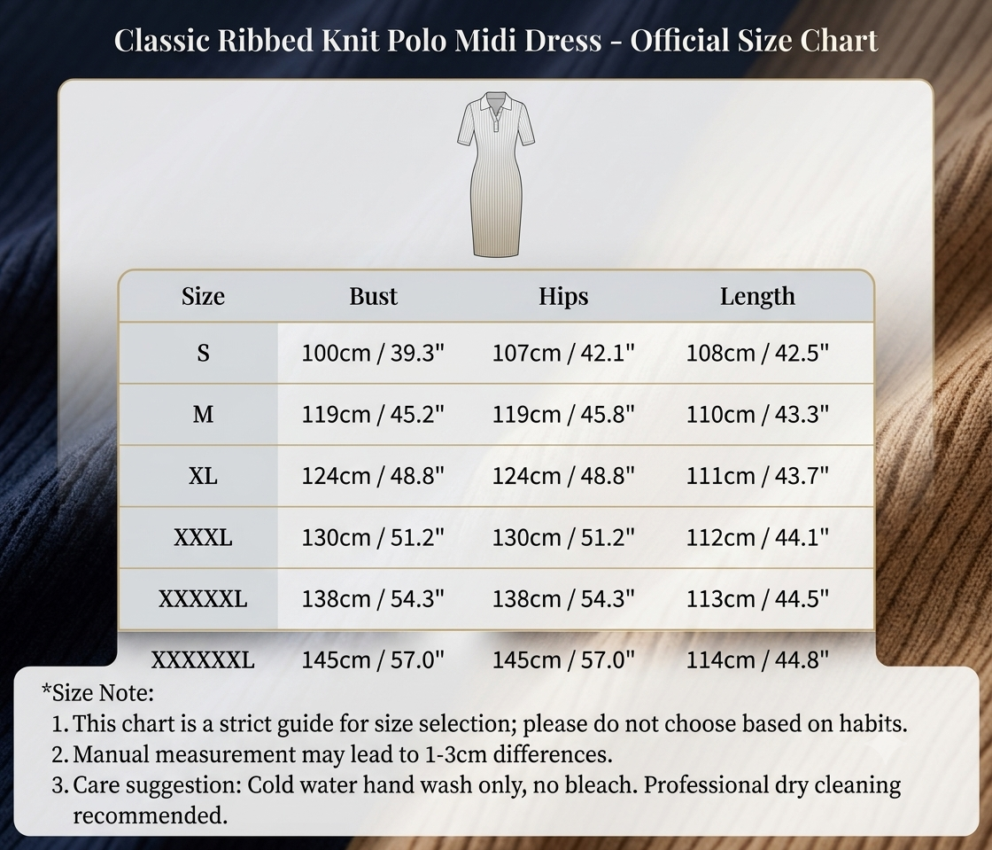 Classic Ribbed Knit Polo Midi Dress