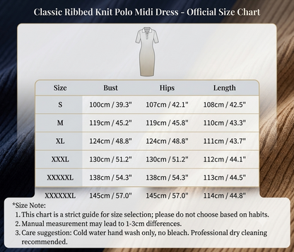 Classic Ribbed Knit Polo Midi Dress