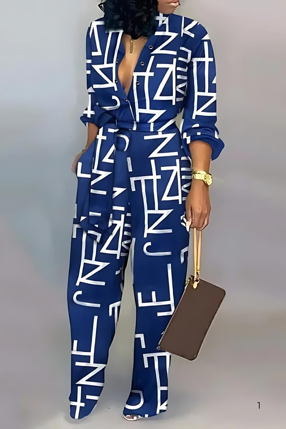 Elegant Tied Waist Long Sleeve Jumpsuit