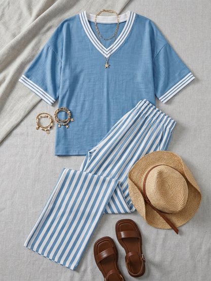 Coastal Breeze Striped Two-Piece Set