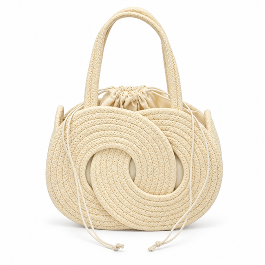 Aura Woven Straw Shoulder Handbag