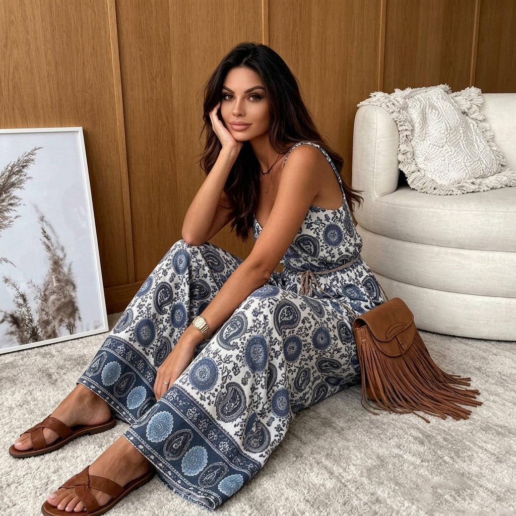 Boho Printed Wide-Leg Jumpsuit