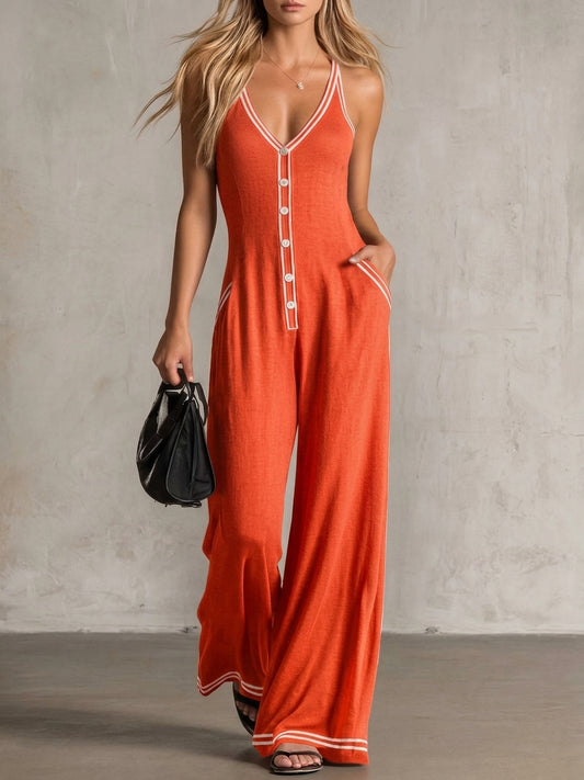 Elegant Flowy Wide Leg Jumpsuit