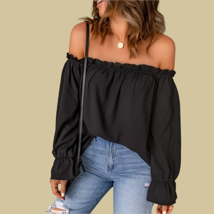 Elegant Off-Shoulder Women's Top - Dressy Evening Top