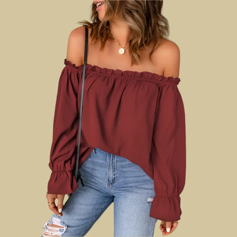 Elegant Off-Shoulder Women's Top - Going Out Top