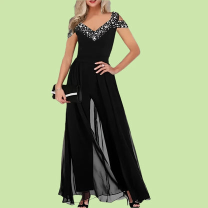 "Elegant V-neck sleeveless black jumpsuit for women – ProLyf Styles"