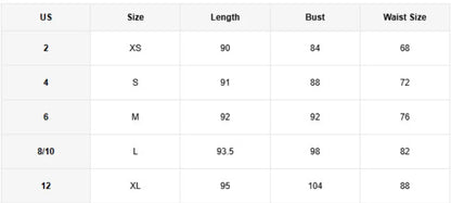 Size chart for clothing with measurements in centimeters and inches.