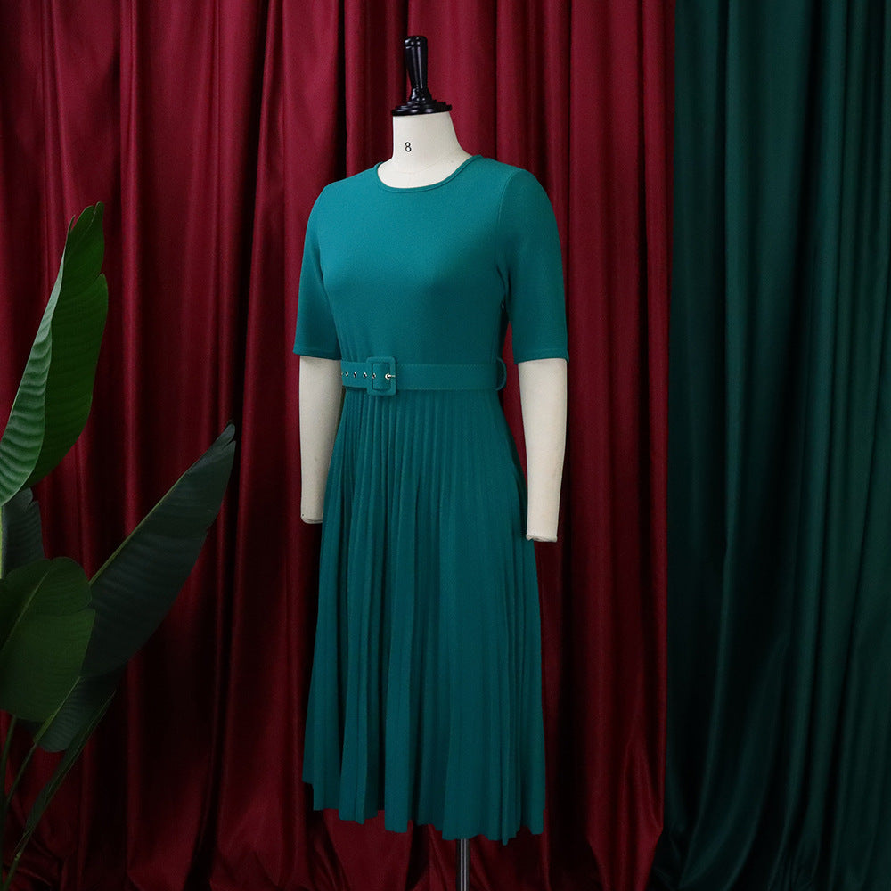 Elegant Women Pleated Mid-Length Dress