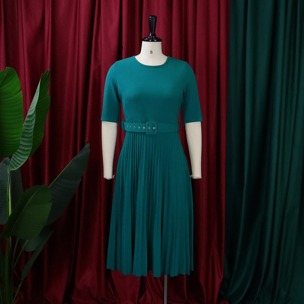 Elegant Women Pleated Mid-Length Dress